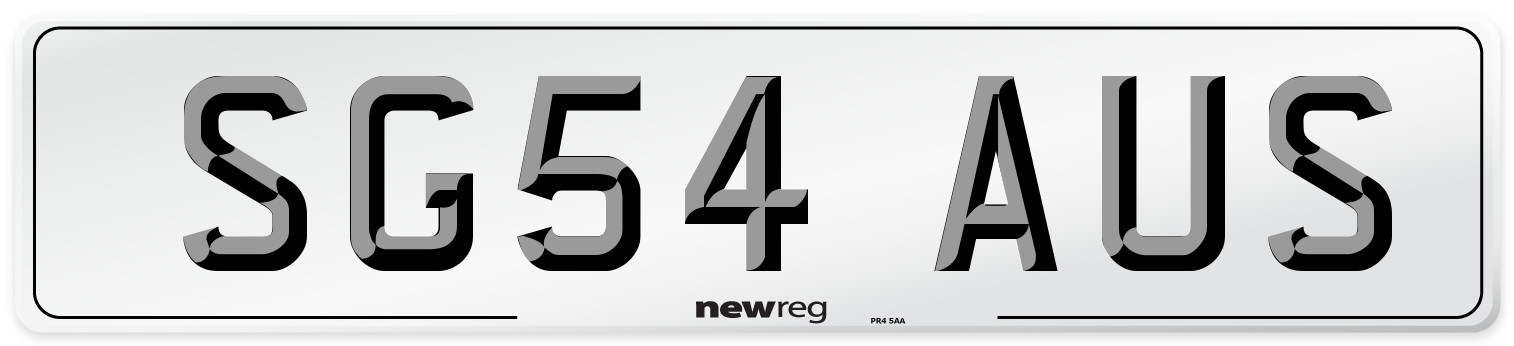 SG54 AUS Number Plate from New Reg